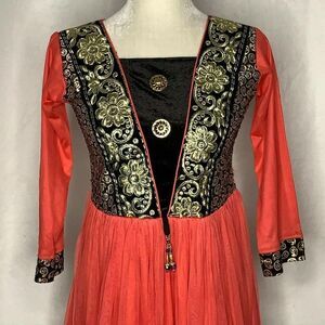 Race Princess Indian Dress S Crushed Velvet Embroidered Gathered Tulle Skirt